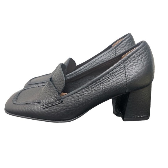 Aquatalia Shoes - Aquatalia Pumps Womens 5.5 2142001 Black Pebbled Leather Block Heel Loafer